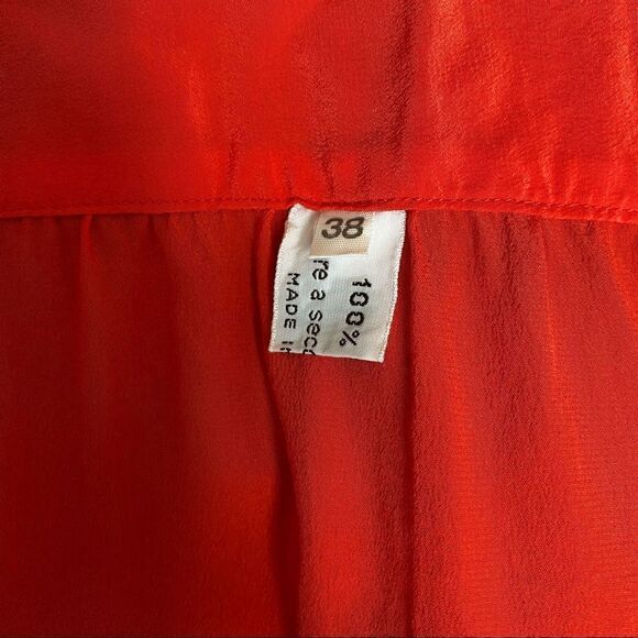 Celine Paris Vintage Red Button Down Silk Blouse S - Picture 9 of 12